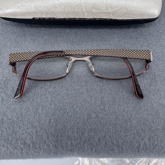 Jill Stuart Eyeglasses Womens Brown Studded Rectangle JS005-1 50-17-135 w/ Case - Picture 4 of 13